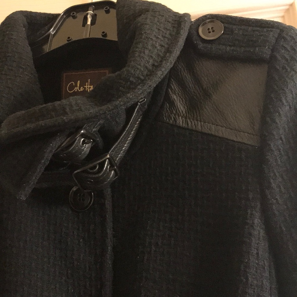 Wool leather trim coat - Picture 4 of 8